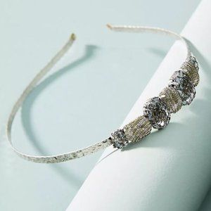 Anthropologie Heloise Embellished Headband by Jill Schwartz in Silver - NWOT